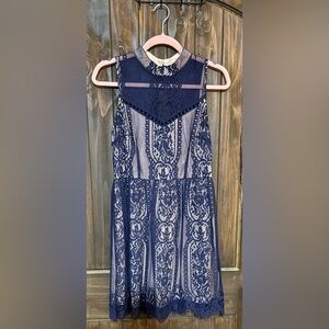 Altar’d State navy blue lacy dress Medium NWT